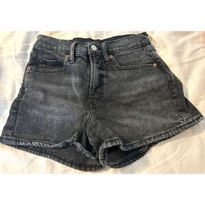 Old Navy Women's Higher High-Rise Sky-Hi A-Line Black Cut-Off Jean Shorts Size 0